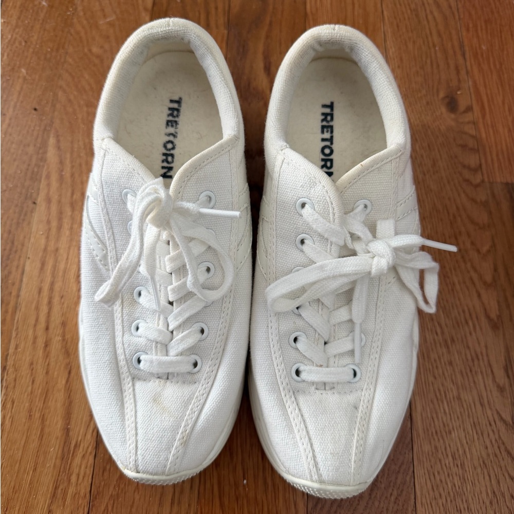Tretorn White Canvas Sneakers-Thick Sole